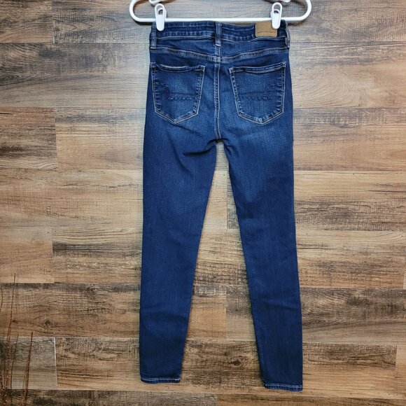 American Eagle Jeans 2 R Next Level Stretch Jegging Low Rise Medium Dark Wash - Picture 2 of 12